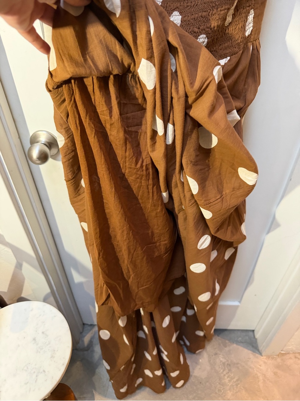 Free People Brown Polka Dot Maxi Dress 100% Cotton XL - Picture 9 of 11